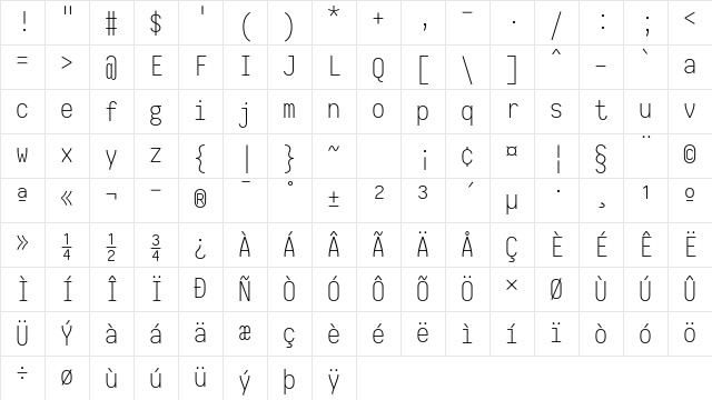Iosevka Nerd Font Mono Regular Character Map