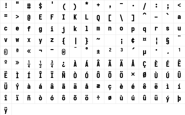 Iosevka Heavy Regular Character Map