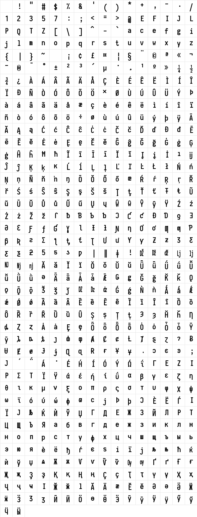 Iosevka Semibold Regular Character Map Iosevka Semibold Regular Character Map