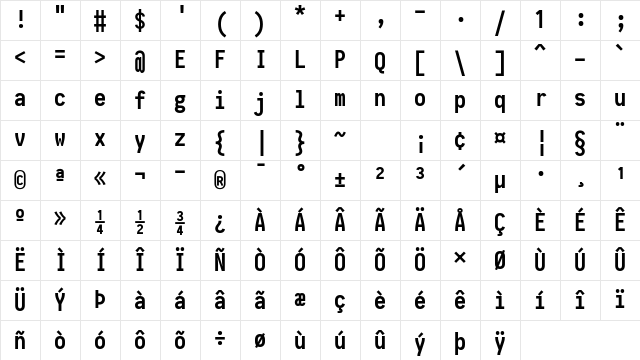 Iosevka Nerd Font Bold Character Map