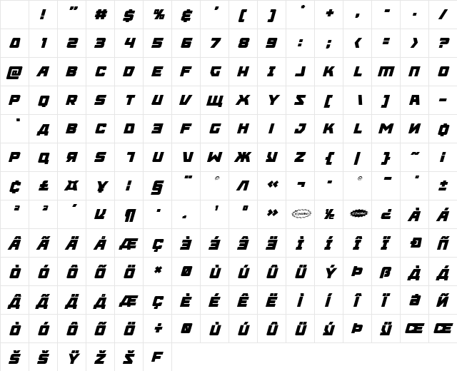 Kremlingrad Italic Italic Character Map