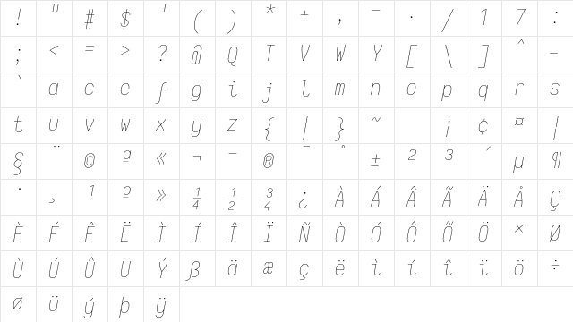 Iosevka Thin Italic Character Map Iosevka Thin Italic Character Map