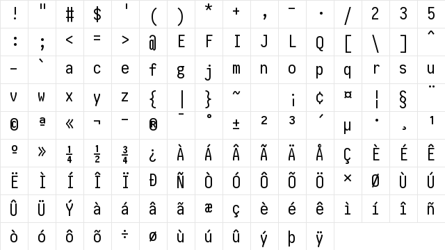 Iosevka Regular Character Map Iosevka Regular Character Map