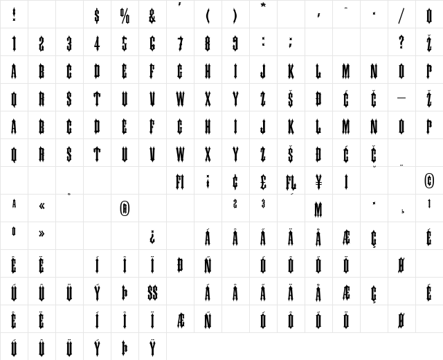 Ireland Regular Character Map