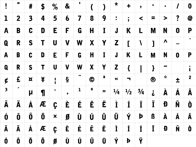 Iron & Brine Regular Character Map Iron & Brine Regular Character Map