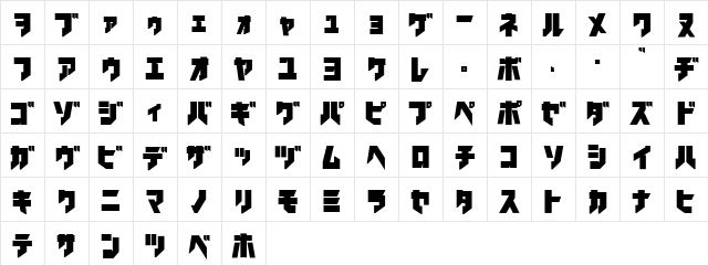 iron katakana Black Character Map