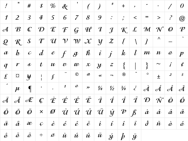 ITC Isadora Bold Character Map ITC Isadora Bold Character Map