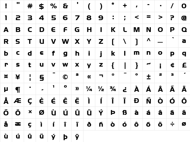 ITC Handel Gothic Arabic Heavy Bold Character Map