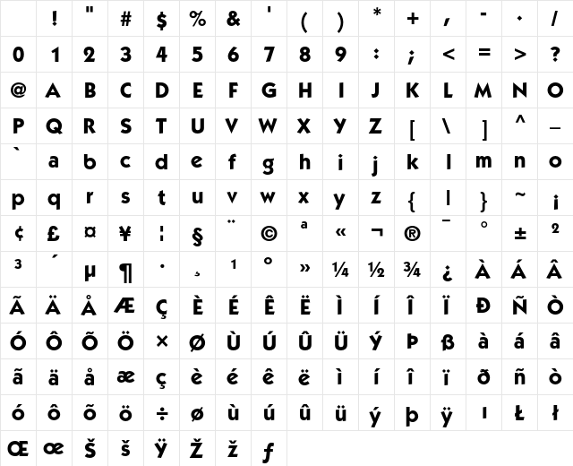 ITCKabel Regular Character Map ITCKabel Regular Character Map