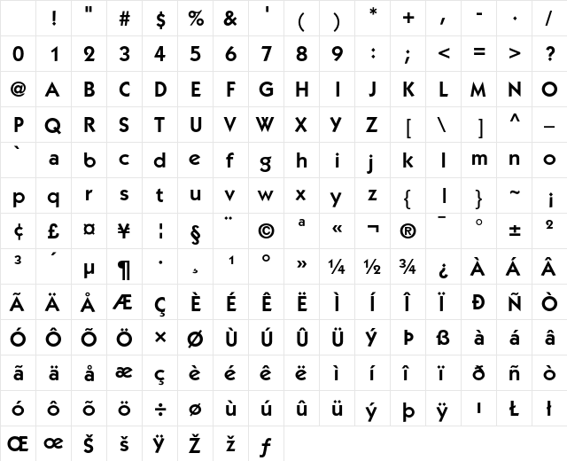 ITCKabel Regular Character Map ITCKabel Regular Character Map