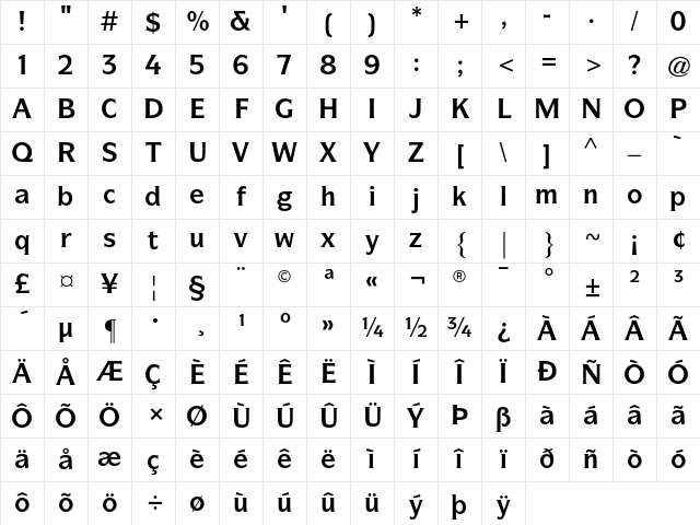 ITC Symbol Bold Character Map