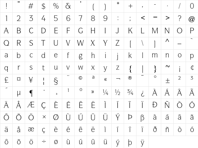 ITC Symbol Book Character Map