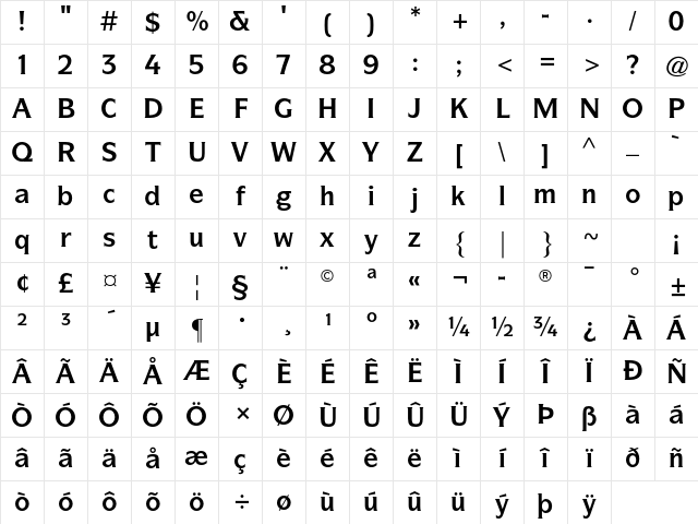ITC Symbol Std Bold Character Map