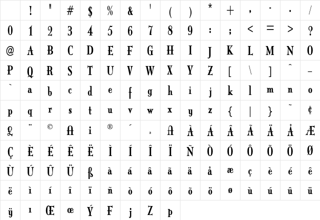 ItingOpti BoldCondensed Character Map ItingOpti BoldCondensed Character Map