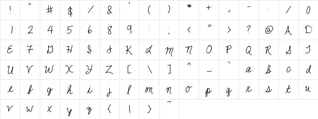 JackieKCursive Cursive Character Map