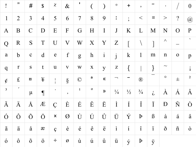 Jameel Noori Kasheeda Regular Character Map