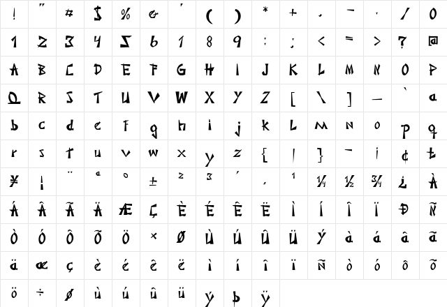 Japonesa Regular Character Map
