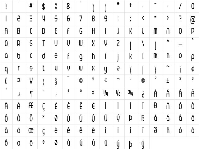 Jaxlaw Condensed Regular Character Map Jaxlaw Condensed Regular Character Map