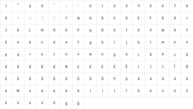 JD Digital Regular Character Map