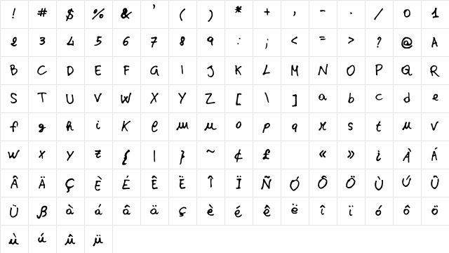 JDStefania Medium Character Map