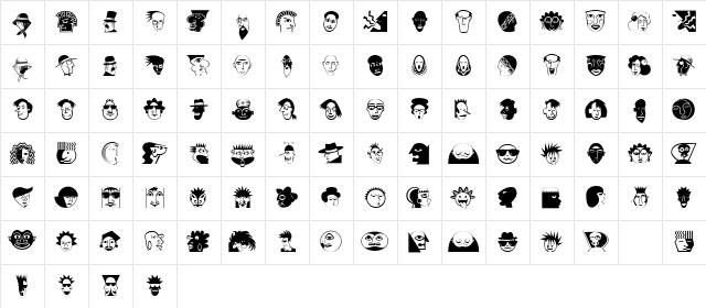 MiniPics LilFaces Character Map