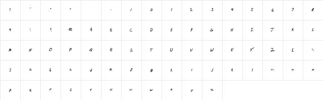 JHand Regular Character Map JHand Regular Character Map