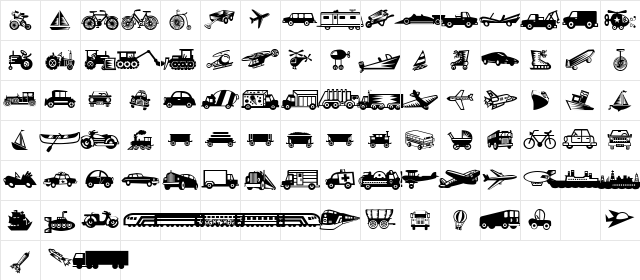MiniPics LilVehicles Character Map
