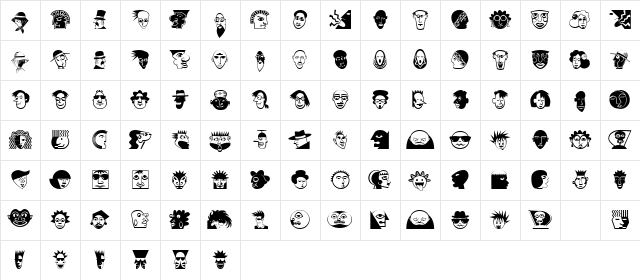 MiniPicsLilFaces Regular Character Map MiniPicsLilFaces Regular Character Map