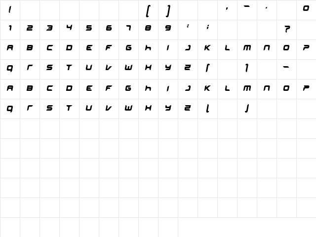 miniskip Regular Character Map
