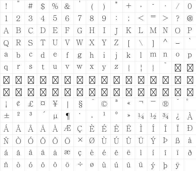 A-OTF Jomin Std L Character Map