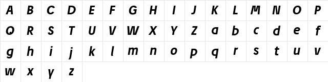 Josef reduced Bold Italic Character Map