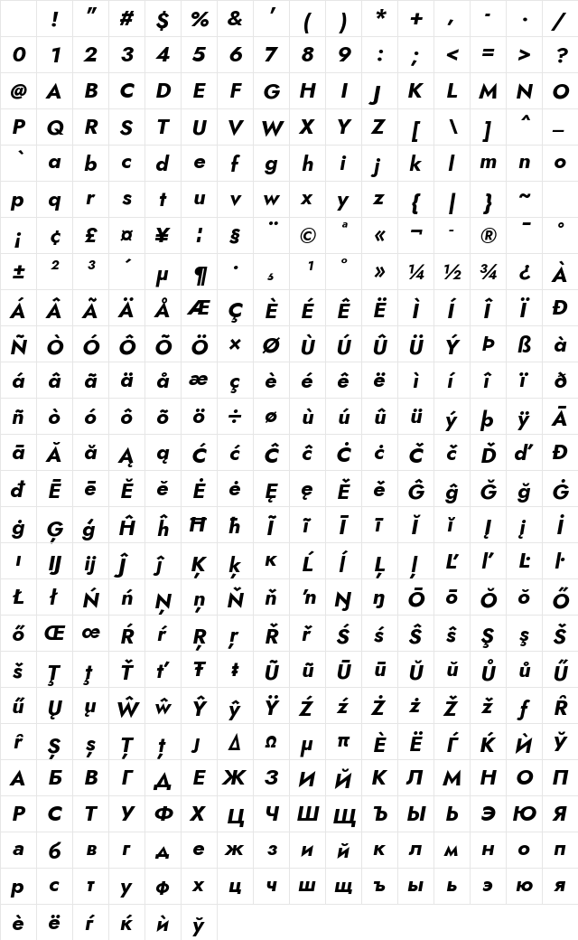 Jost Bold Italic Character Map Jost Bold Italic Character Map