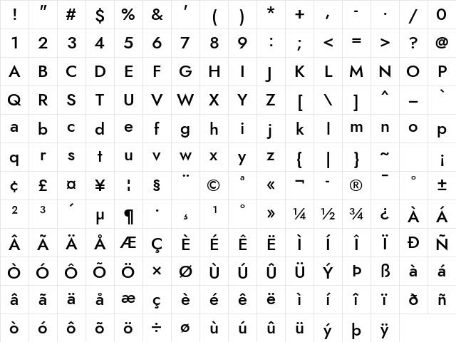 Jost* 500 Medium Regular Character Map