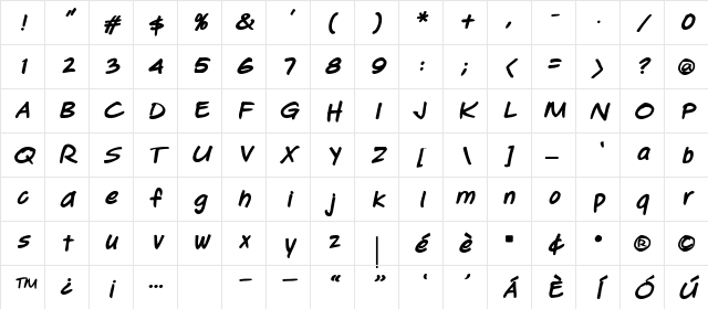 Jotting Bold Italic Character Map Jotting Bold Italic Character Map