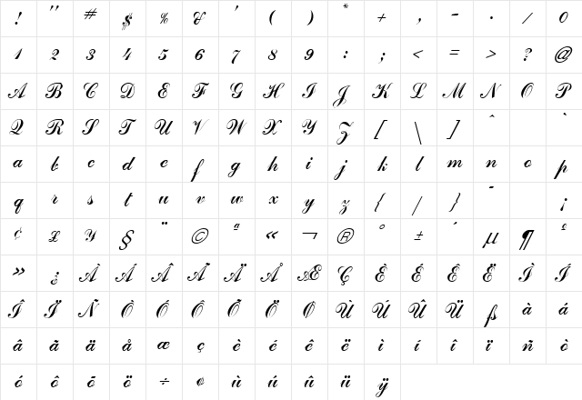 JournalScriptSSK Regular Character Map