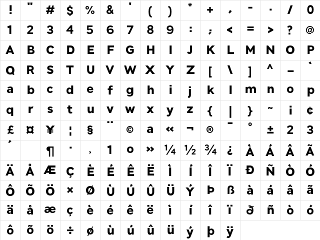 JT Leonor Bold Bold Character Map