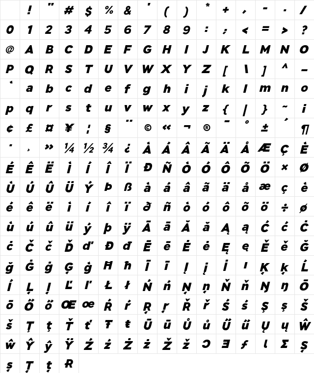 JT Leonor ExtraBold Italic Bold Italic Character Map JT Leonor ExtraBold Italic Bold Italic Character Map