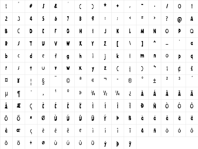 Juarez Condensed Regular Character Map Juarez Condensed Regular Character Map