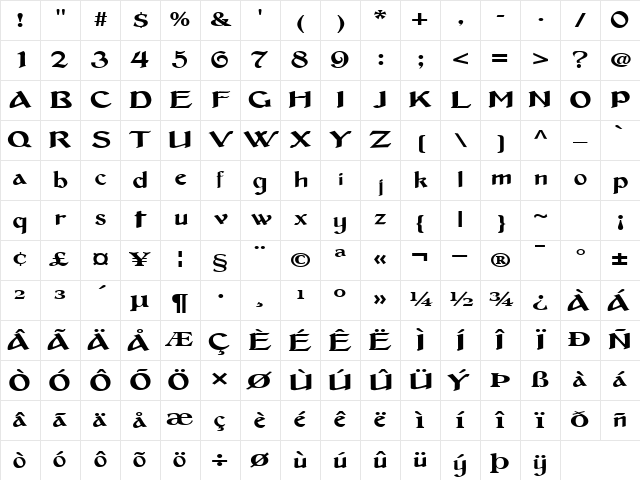 JulianWay Regular Character Map JulianWay Regular Character Map