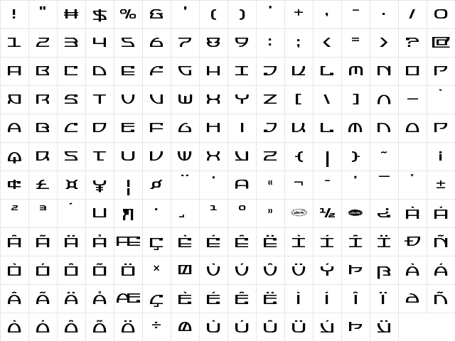 Jumptroops Regular Character Map