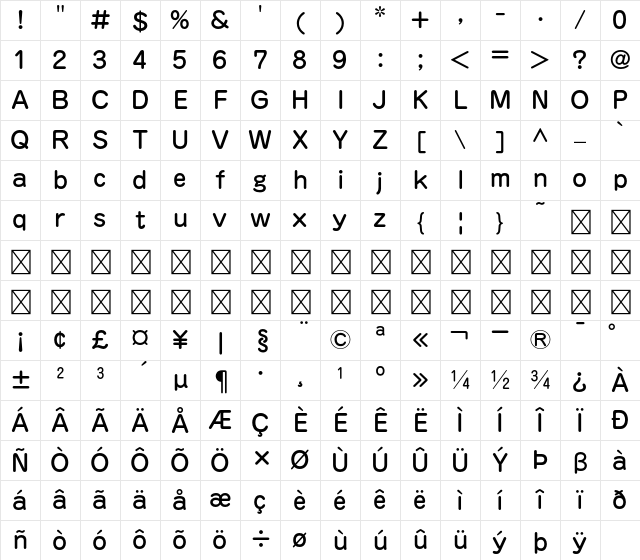 A-OTF Jun Pro 34 Character Map