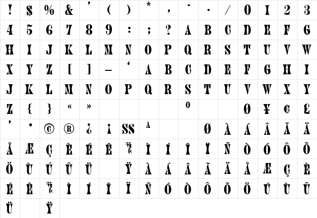 Juniper Normal Character Map