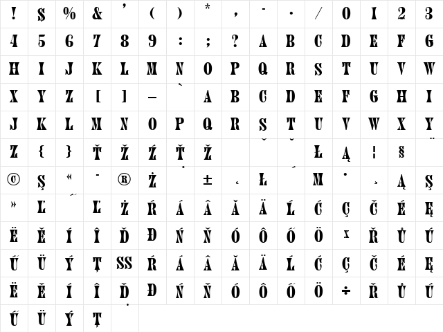 Jupiter Normal Character Map