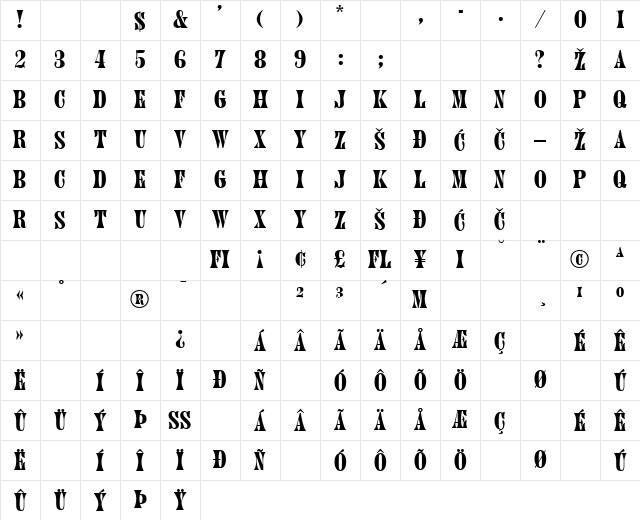 Jupiter Regular Character Map Jupiter Regular Character Map