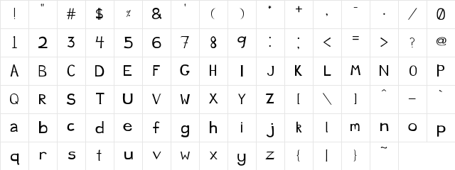 JustDucky SemiSerif Character Map