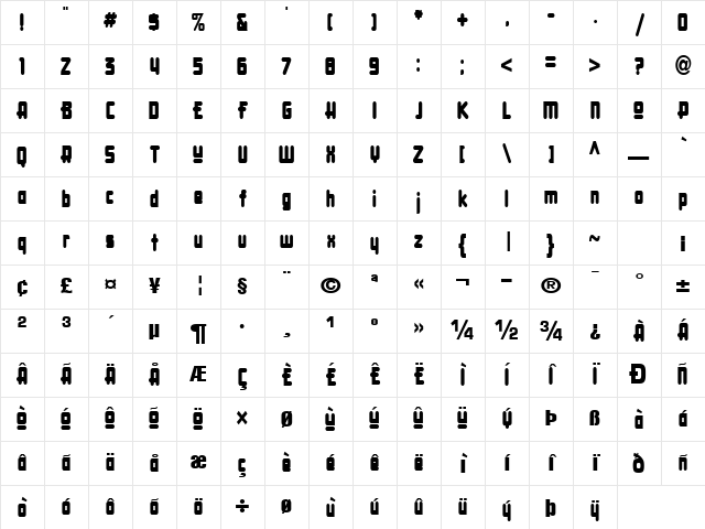 JustGood72 Regular Character Map JustGood72 Regular Character Map