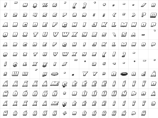 Justice Chrome Regular Character Map