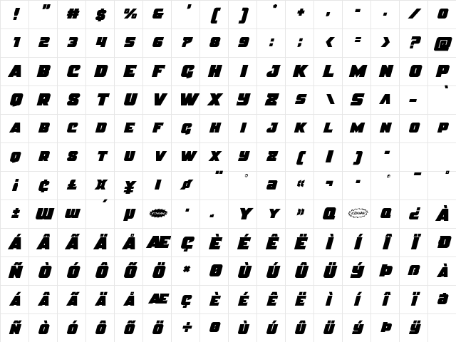 Justice Regular Character Map
