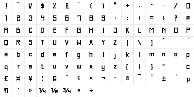 Just Square LT Std Cyrillic Demi Character Map