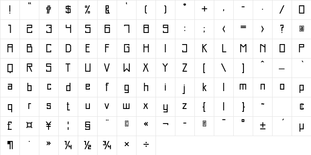 Just Square LT Std Cyrillic Regular Character Map